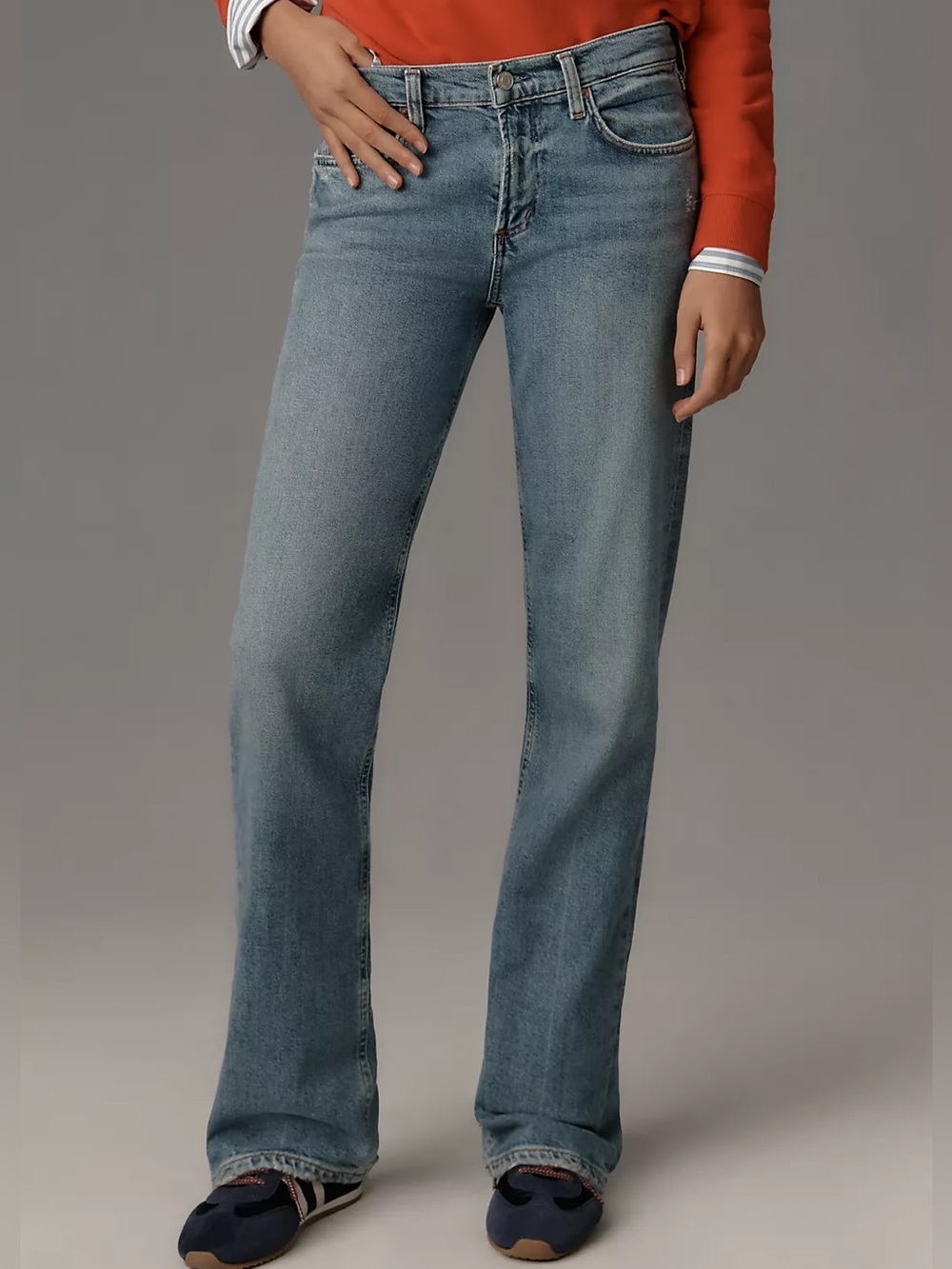 AGOLDE Blue Low-Rise Slim Straight-Leg Jeans